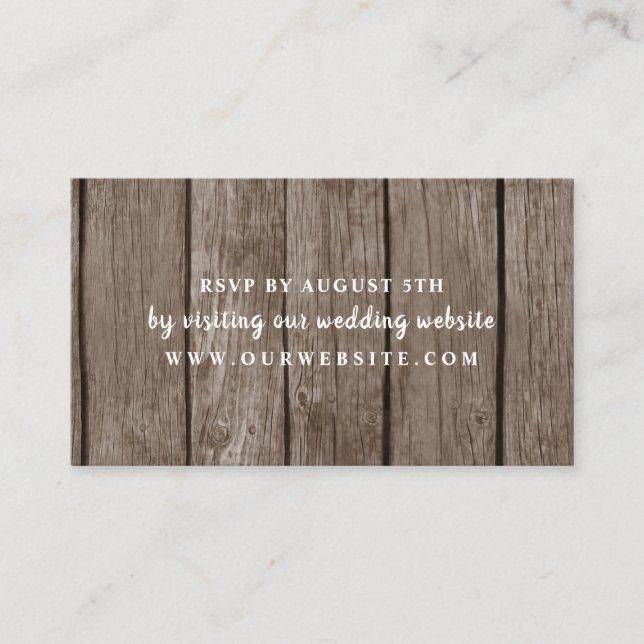 Rustic Wood wedding rsvp Website-Karte Begleitkarte (Vorderseite)
