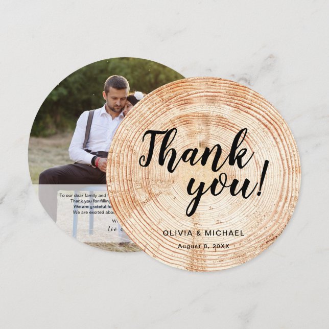Rustic Wood Wedding Vielen Dank, dass Sie eine Nac Dankeskarte (Vorne/Hinten)