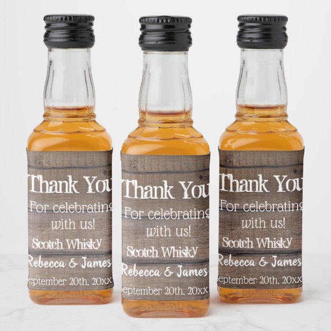 Rustic Wood Wedding Vielen Dank für Ihr Interesse Alkoholflaschenetikett (Flaschen)
