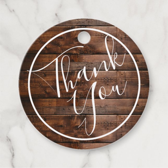 Rustic Wood Wedding Vielen Dank Geschenkanhänger (Vorderseite)