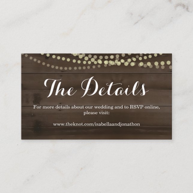 Rustic Wood Wedding Website Umschließungskarte Begleitkarte (Vorderseite)