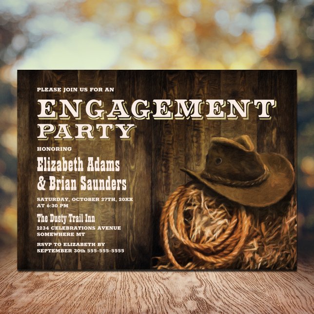 Rustic Wood Western Engagement Party Einladung (Von Creator hochgeladen)