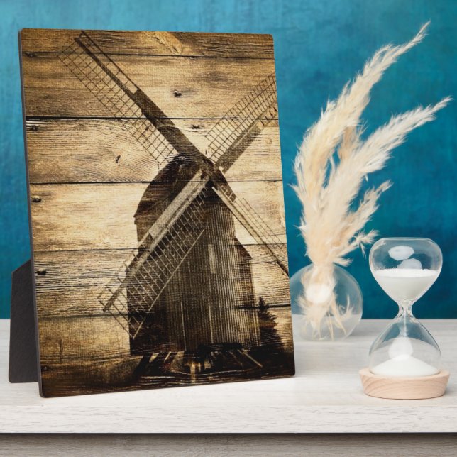 rustic wood western windmill Barn wedding Fotoplatte (Seite)