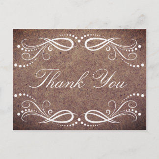 Rustic Wood white floral Vintag Danke Postkarte