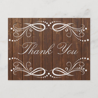 Rustic Wood white floral Vintag Danke Postkarte