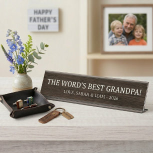 Rustic Wood World's Best Opa Custom Schreibtischnamensplakette