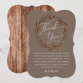 Rustic Wood Wreath Wedding Danke Karte