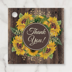 Rustic Wood Yellow Sunblumen Danke Geschenkanhänger