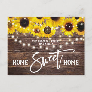 Rustic Wood Zuhause Sweet Zuhause Moving Ankündigu Postkarte