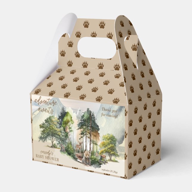 Rustic Woodland Adventure erwartet Boy Baby Shower Geschenkschachtel (Vorderseite)