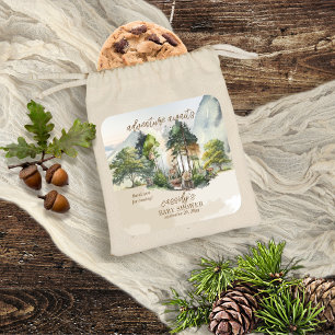 Rustic Woodland Adventure erwartet Boy Baby Shower Quadratischer Aufkleber