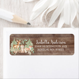 Rustic Woodland Animal Baby Shooting Label