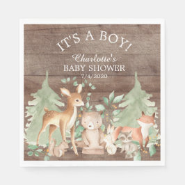 Rustic Woodland Animal Baby Shooting Paper Napkins Serviette