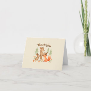 Rustic Woodland Animals Kinderdusche Danke Karte