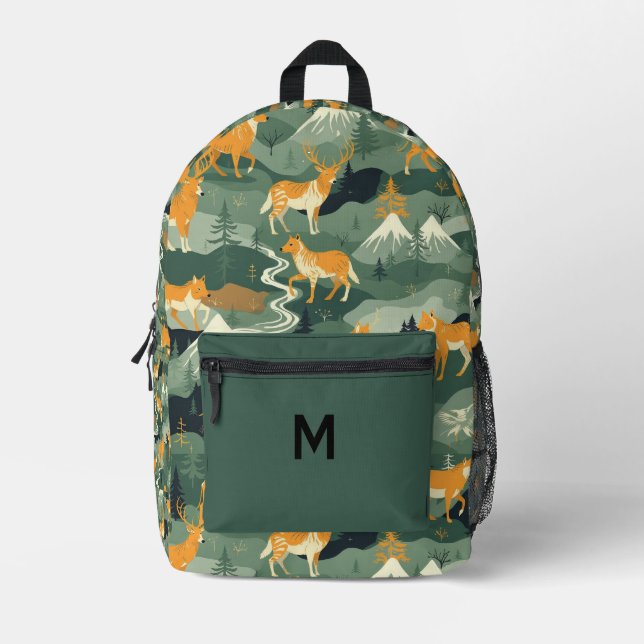 Rustic Woodland Animals Mountain Forest Backpack - Bedruckter Rucksack (Vorderseite)