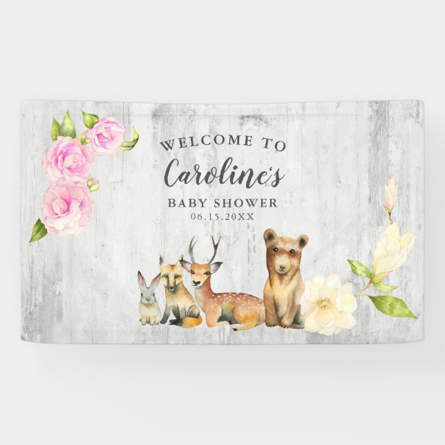 Rustic Woodland Baby Dusche Willkommen Banner (Horizontal)