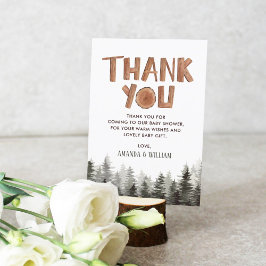 Rustic Woodland Baby Shower Thank You  Dankeskarte