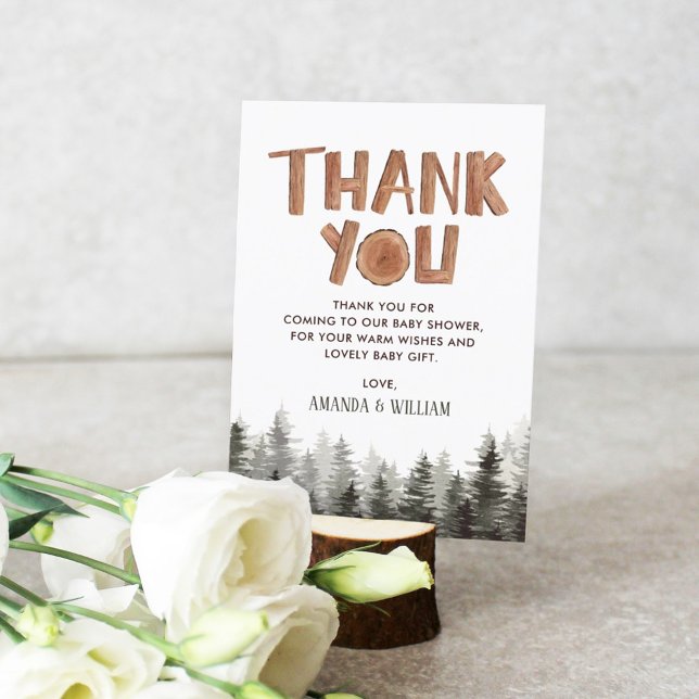 Rustic Woodland Baby Shower Thank You  Dankeskarte (Von Creator hochgeladen)