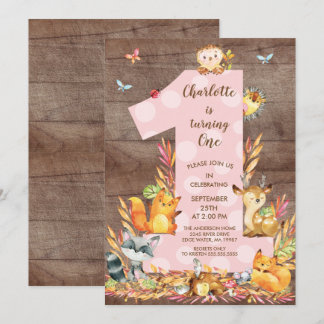 Rustic Woodland Big One Girls Einladung zum Geburt