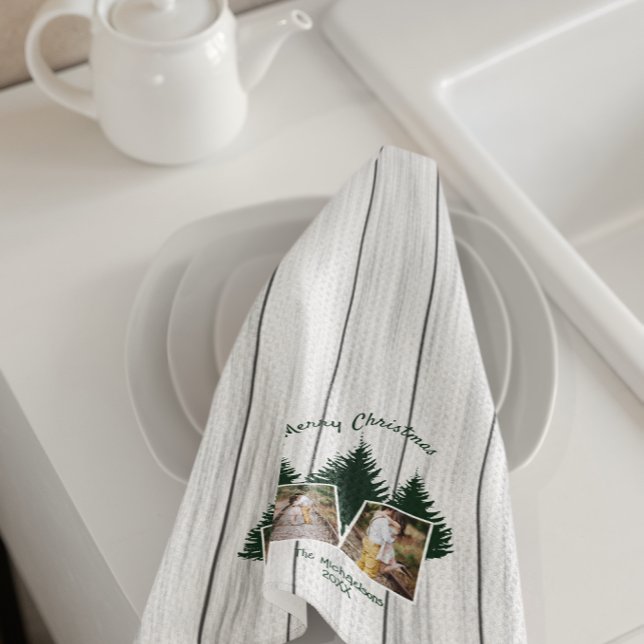 Rustic Woodland Christmas Photo Geschirrtuch (Von Creator hochgeladen)