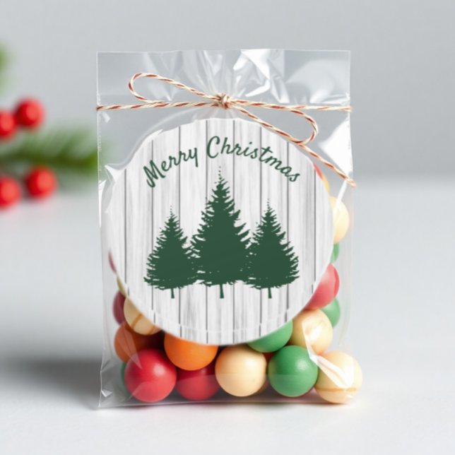 Rustic Woodland Christmas Runder Aufkleber (Von Creator hochgeladen)