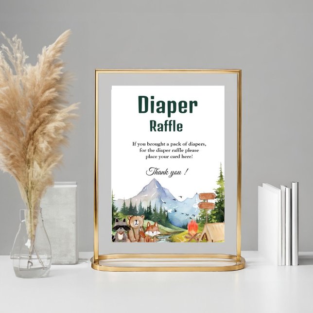 Rustic Woodland Diaper Tombola Baby Dusche Zeichen Poster (Von Creator hochgeladen)