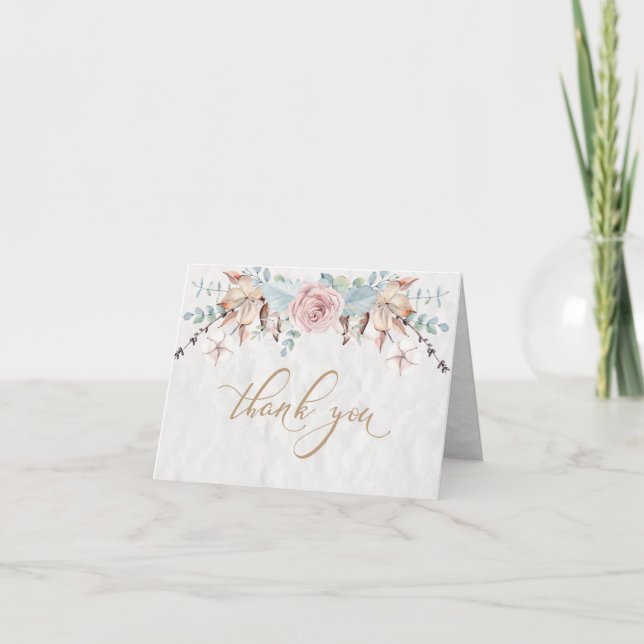 Rustic Woodland Floral Unicorn Vielen Dank Dankeskarte (Vorderseite)