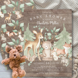 Rustic Woodland Forest Animals Baby Shower Einladung
