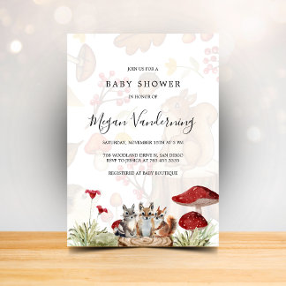 Rustic Woodland Forest Baby Shower Invitation
