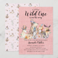 Rustic Woodland Friends Wild One Girls Baby Dusche