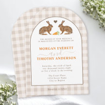 Rustic Woodland Hares On Beige Gingham Wedding