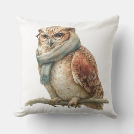 Rustic Woodland Owl Christmas Throw Pillow Kissen