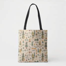 Rustic Woodland Tote Bag – Lodge‑Style Dog Paws Tasche