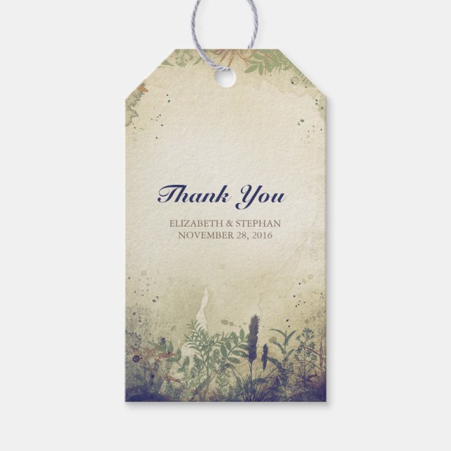 Rustic Woodland Wedding Danke - NAVY Geschenkanhänger (Vorderseite)