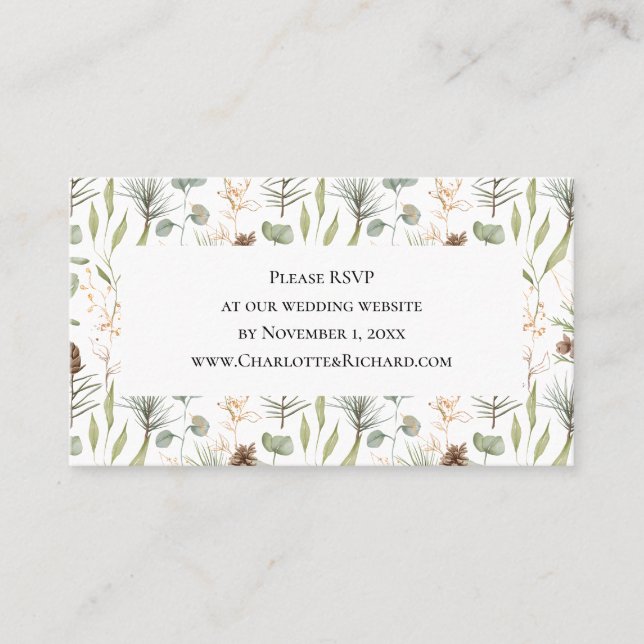 Rustic Woodland Wedding Website UAWG Visitenkarte (Vorderseite)