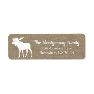 Rustic Woodland White Moose Faux Burlap