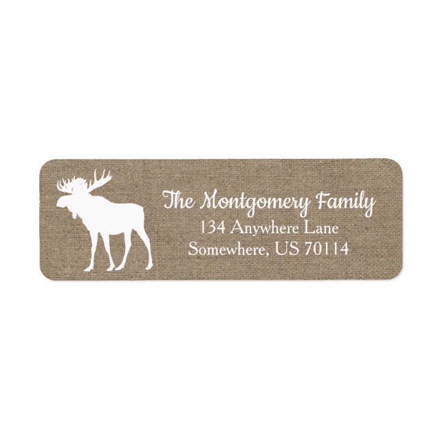 Rustic Woodland White Moose Faux Burlap (Vorne)