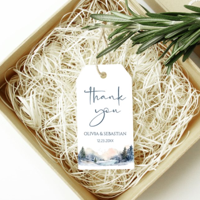 Rustic Woodland Winter Forest Wedding Danke Geschenkanhänger (Von Creator hochgeladen)