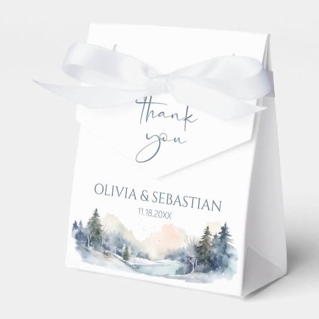 Rustic Woodland Winter Forest Wedding Danke Geschenkschachtel (Vorderseite)