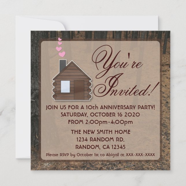 Rustic woods blog cabine anniversaire invitations  (Devant)