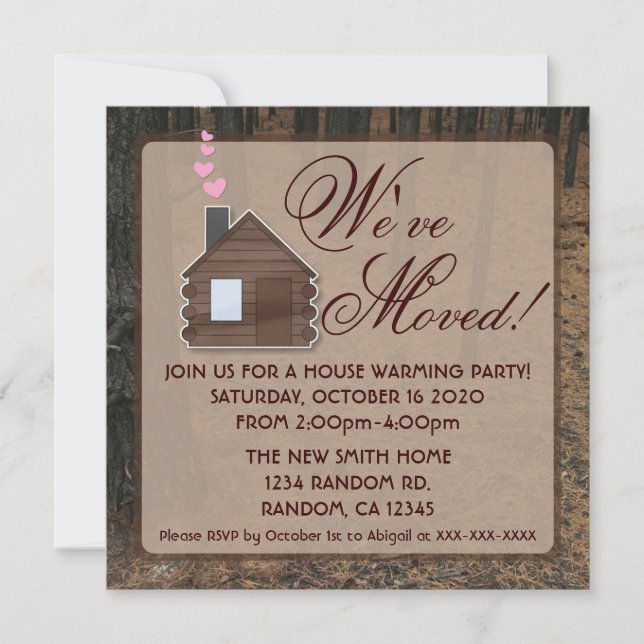 Rustic woods log cabine de nouvelles invitations à (Devant)