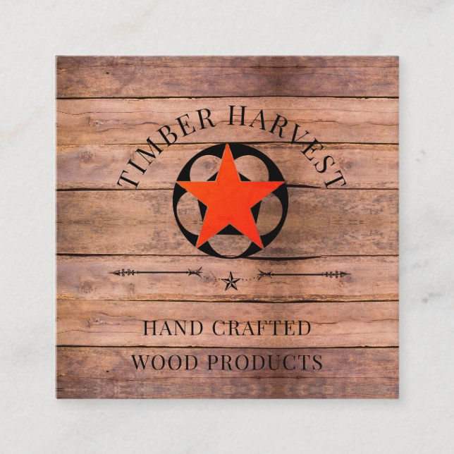 Rustic Woodworker Wood Quadratische Visitenkarte (Vorderseite)