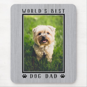 Rustic World's Best Dog Dad Pfotenabdrücke Foto Mousepad