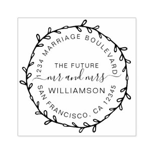 Rustic Wreath Future Ruth Round Rücksendeadresse Gummistempel