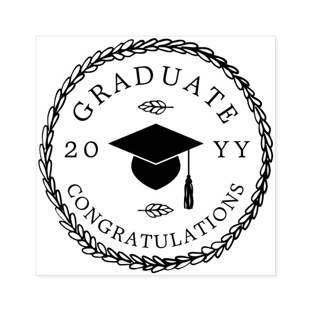 Rustic Wreath Graduate Gratulation Jahr Gummistempel (Prägung)