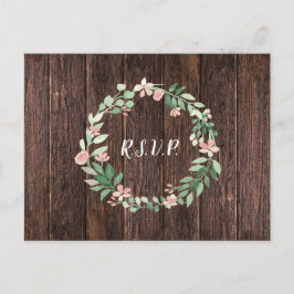 Rustic Wreath Hochzeit rsvp + Mahlzeit Wahl Einladungspostkarte