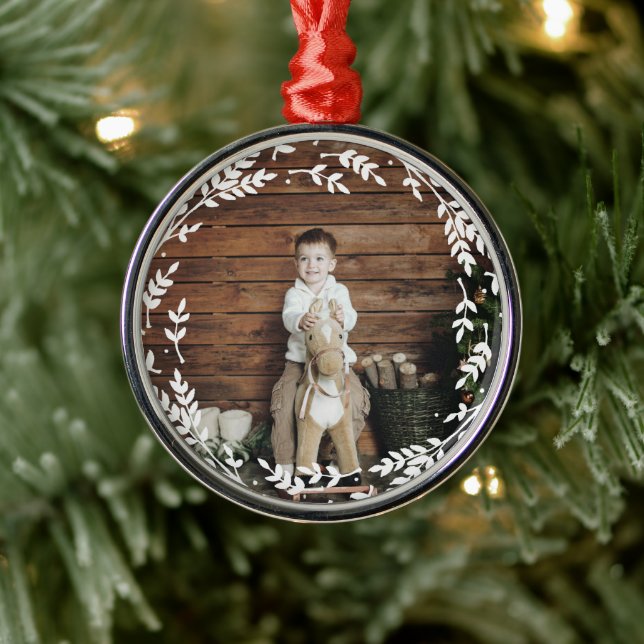 Rustic Wreath Photo Ornament (Baum)
