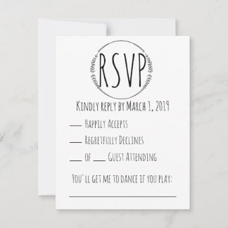 Rustic Wreath Wedding RSVP Karte