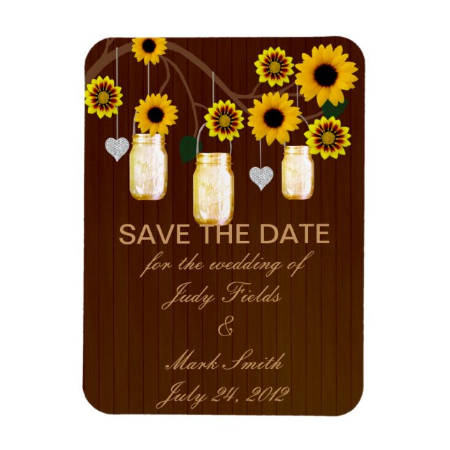 Rustic Yellow Mason Jars Save The Date Magnet (Vertikal)