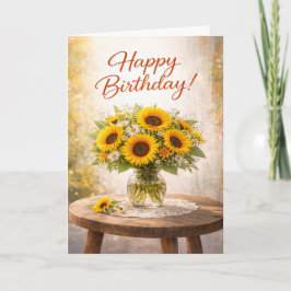 Rustic Yellow Sunflower Birthday Karte